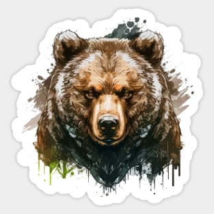 Grizzly Bear Portrait Animal Painting Wildlife Outdoors Adventure Sticker